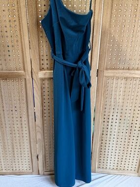 ANRABESS One Shoulder Jumpsuit Wide Leg Teal Formal Dressy Large